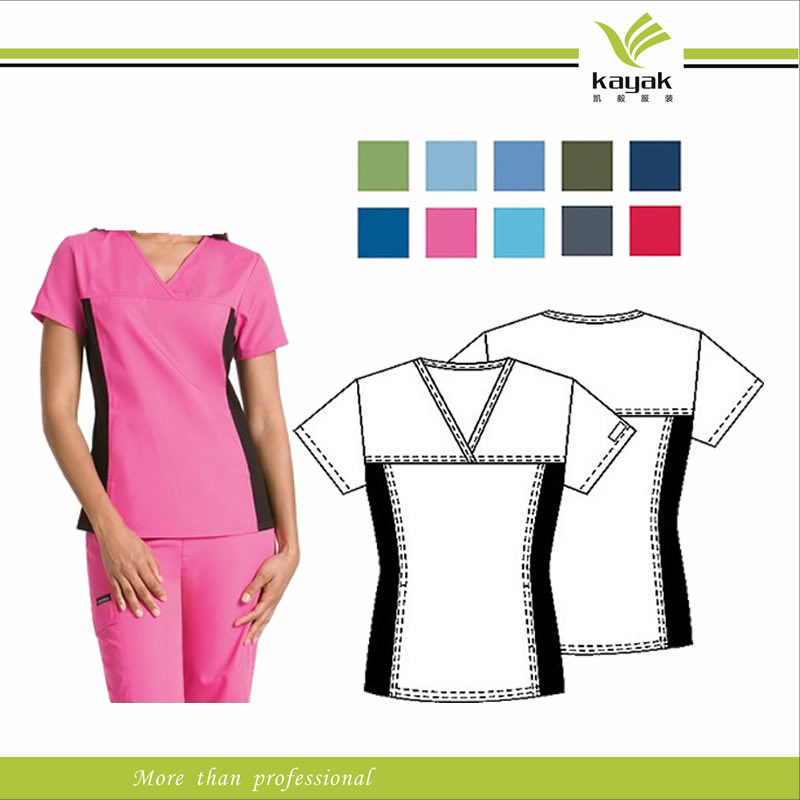Fashion Design Cotton Hospital Uniform for Nurse Womens (F114)
