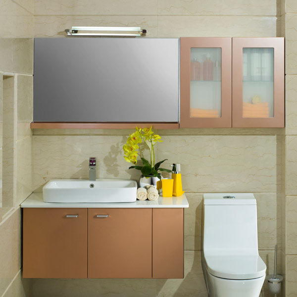 Oppein High End Golden Shiny Lacquer Bathroom Cabinet