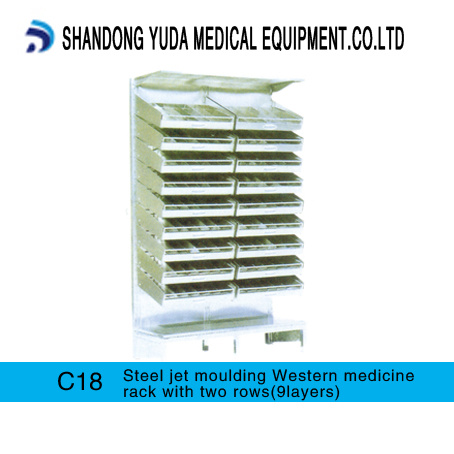 Steel Western Medicine Rack Medicament Tray with Two Rows (C18)