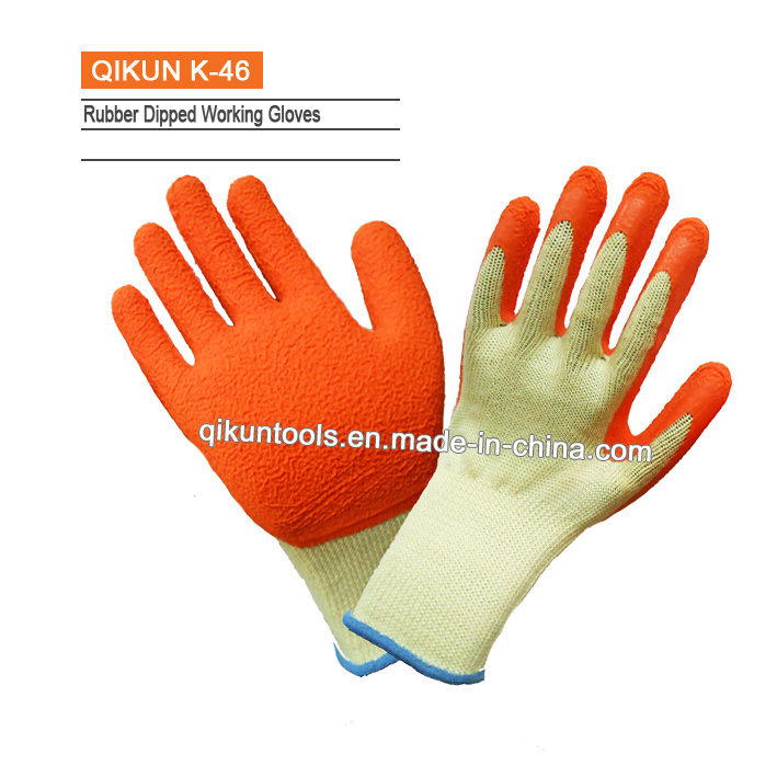 K-46 Knitted Cotton Crinkle Latex Working Gloves