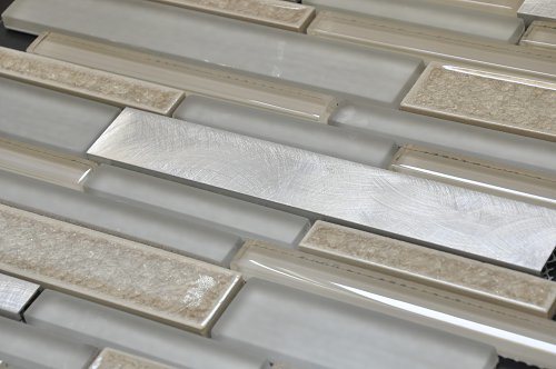 2015 Stylish Strip Ice Ceramic Glass Aluminum Mosaic Tile (OYT-P09)