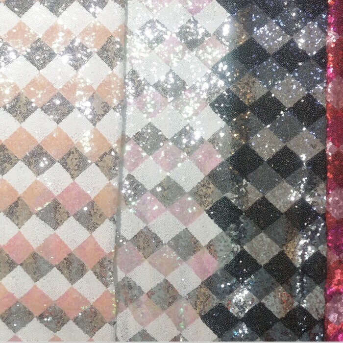 100% Polyester Mesh Embroidery with 3mm Sequin Allover