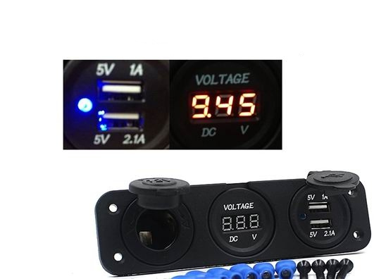 USB Charger 12V Car Cigarette Lighter Socket Voltmeter