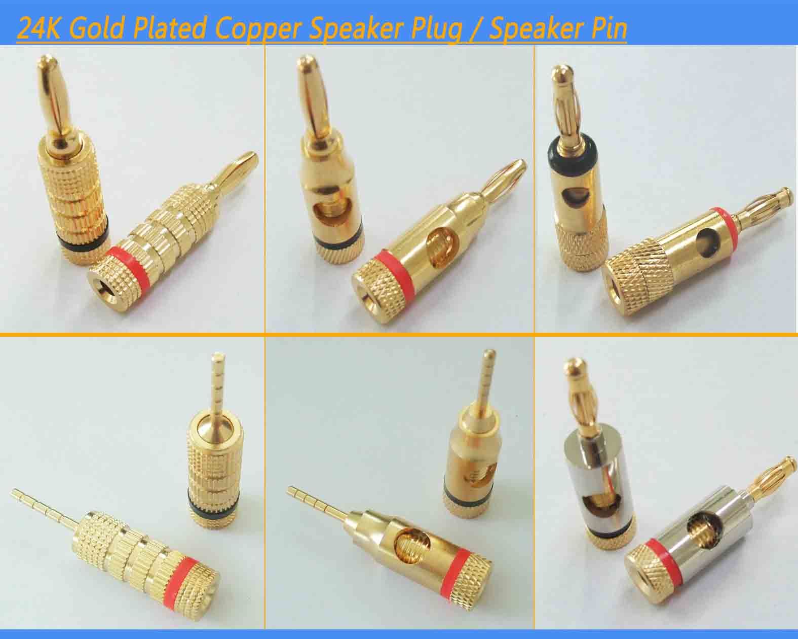 4mm Gold Plated Copper Speaker Plug/Speaker Pin / Banana Plug Factory Supplier