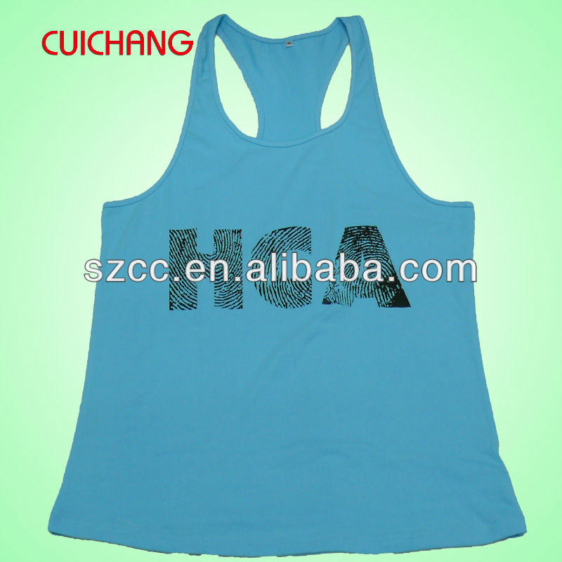 Wholesale Custom Design Cotton Silk Screen Sports Wear Women Tank Top Gym Singlet Bx-022
