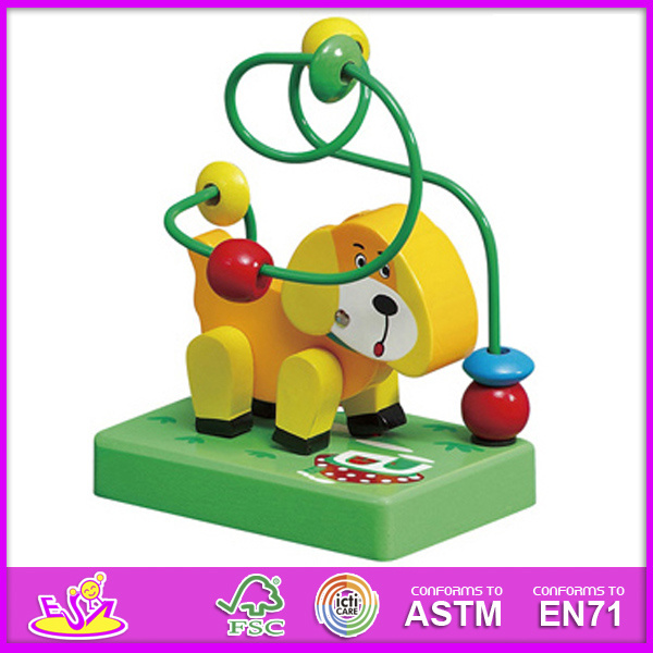 Newest Wooden Beads Toy, Kids Game Wooden Educational Wire Bead Toys, Colorful Wooden Beads Toys for Baby W11b047