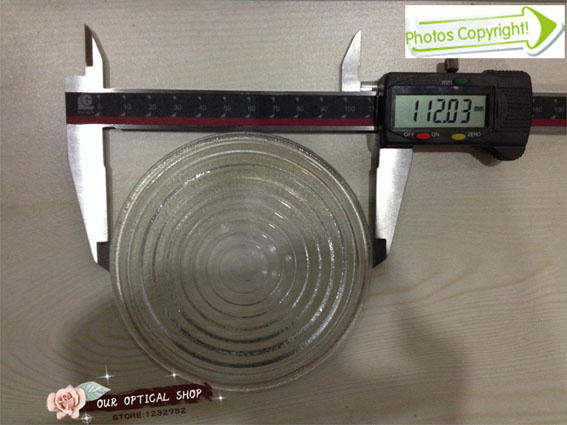 Diameter 112mm Optical Pyrex Glass Fresnel Lens for 650W Studio Lights, Focal Length 110mm