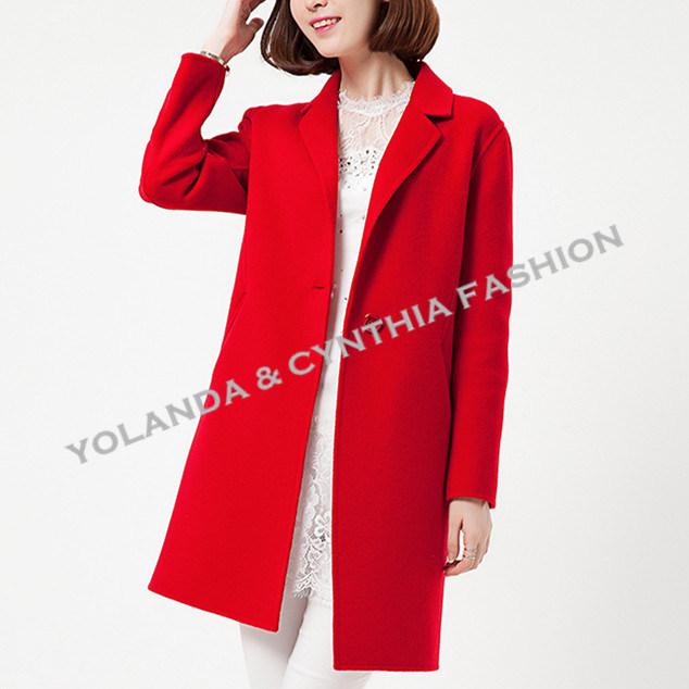 100% Wool Coat/Fashion Ol Style Suit Collar Red Wool Coat /Women's Winter Clothing