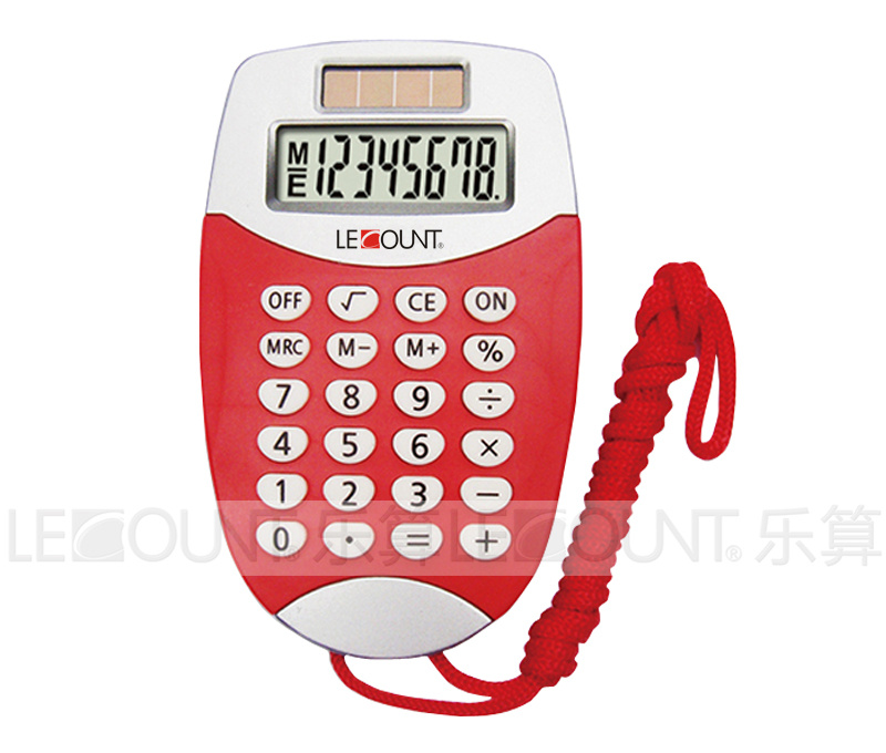8 Digits Display Dual Power Pocket Calculator with Hanging Cord (LC323A)