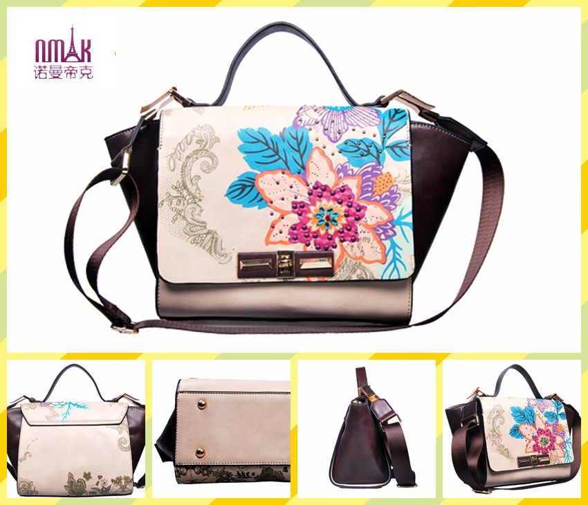 Designer Carve Patterns Embroidery Print Flowers Hot Stamping PU Tote Satchel Baguette Bag (F51)