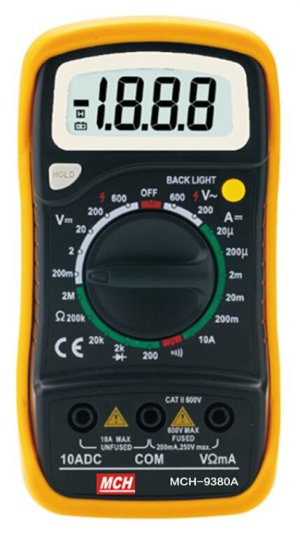 Digital Multimeter, AC/DC Voltage, DC Current, 2000 Counts (MCH-9380A/9380)