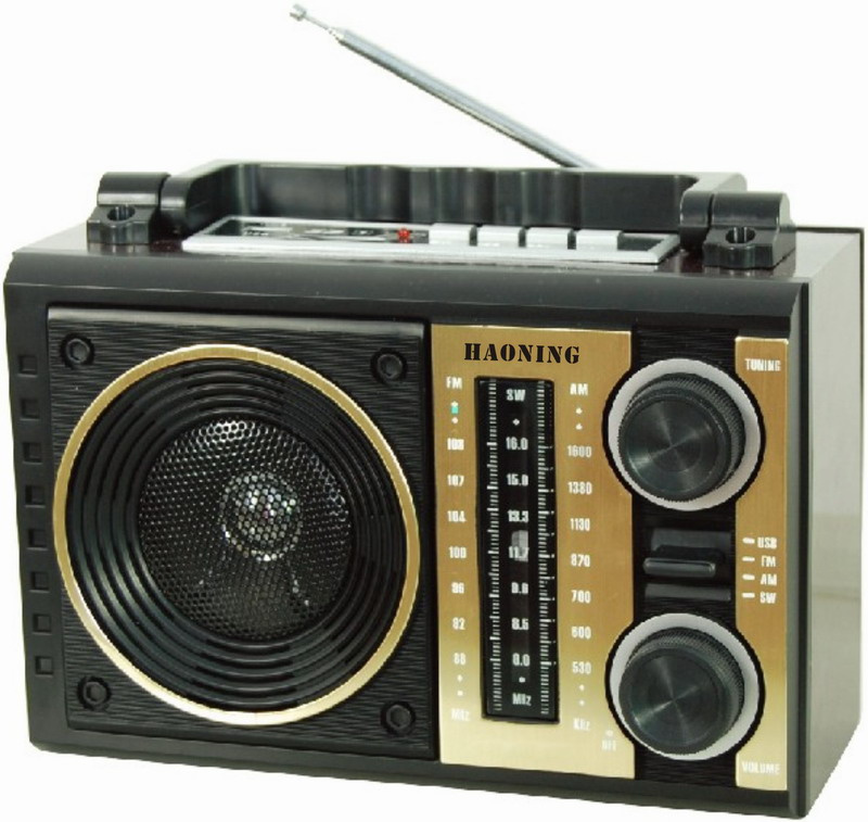 Portable Radio with USB/SD and Rechargeable Battery and Wooden Cabinet (HN-2211UAR)