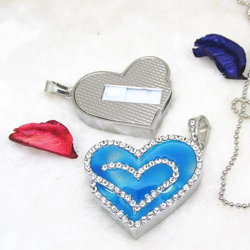 Blue Jewelry Heart Shape USB Disk