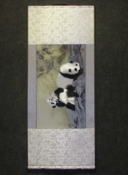 Chinese 100% Handmade Xiang Embroidery Gift - Panda Eating Bamboo