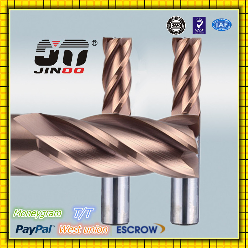 Jinoo HRC48 4flutes Metal Duro CNC Fresas End Milling Cutter