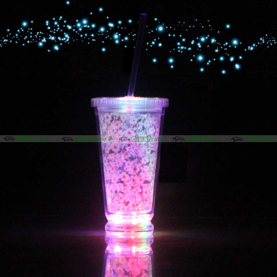 Wholesale Reusable Blink Glow Plastic Flashing Light up Beer LED Cup Mug Tumbler with Straw Glass for Bar Party Custom Colorful Promotion Shot