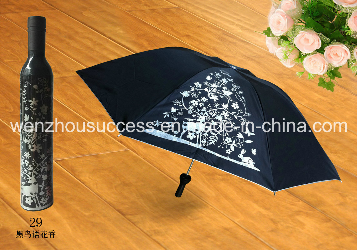 New Style Hand Open Wine Bottle Shape Umbrella