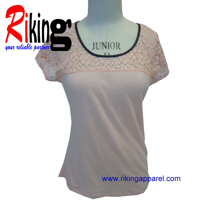 Fashion Ladies Garment Panel T Shirt (RKT1394)