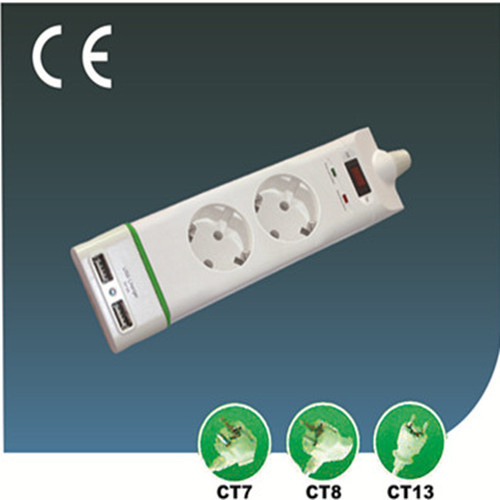 Two Ways European Outlet Extension Socket with USB