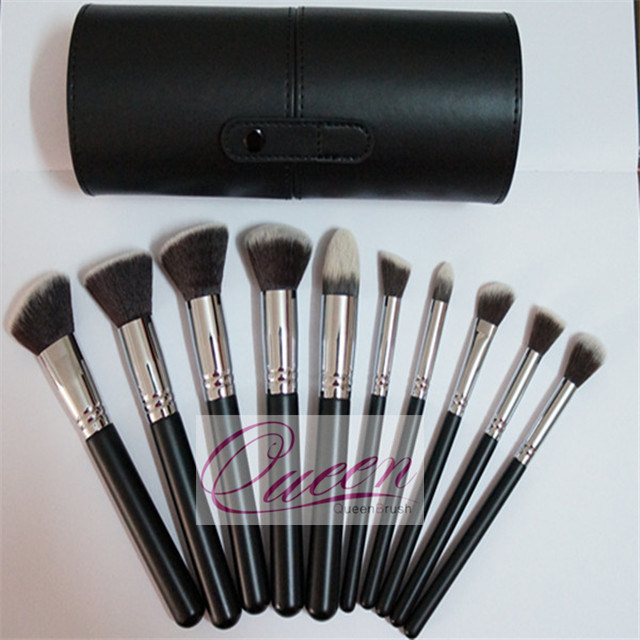 11PCS Black Makeup Brushes Synthetic Hair Brush Brand Cosmetics