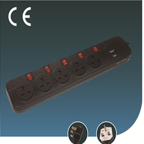 Five Ways Universal Outlet Socket with USB and Switch
