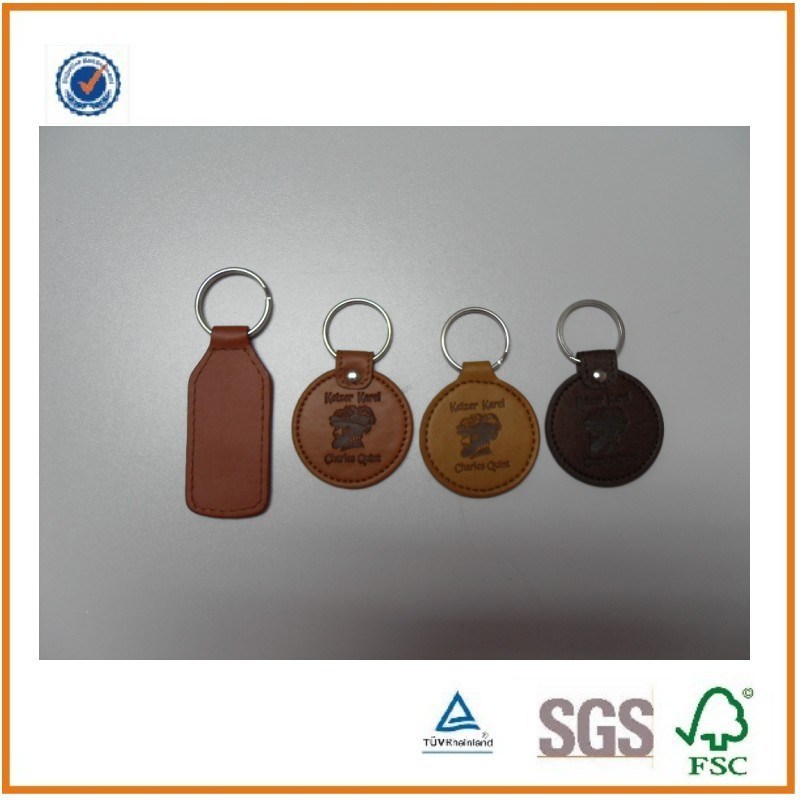 Factory Direct Custom PU Leather Key Chain with Metal Ring (SDB-0411)