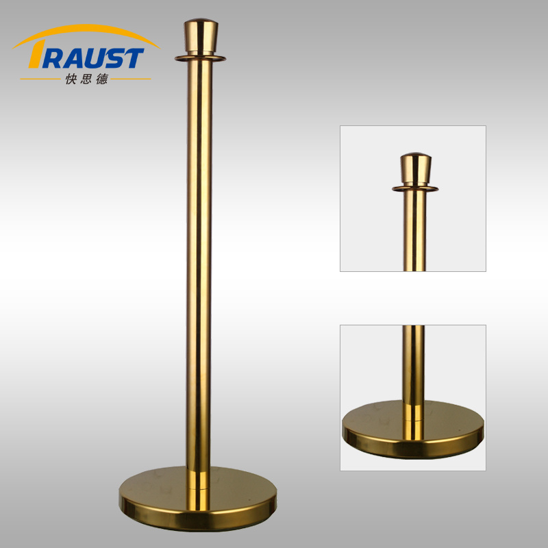 Golden Traditional Post & Velvet Rope with Crown Top (RP-34CF Gold)