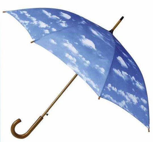 Wooden Fashion Straight Umbrella, Walking Stick Cloudy Umbrella, Gift Umbrella
