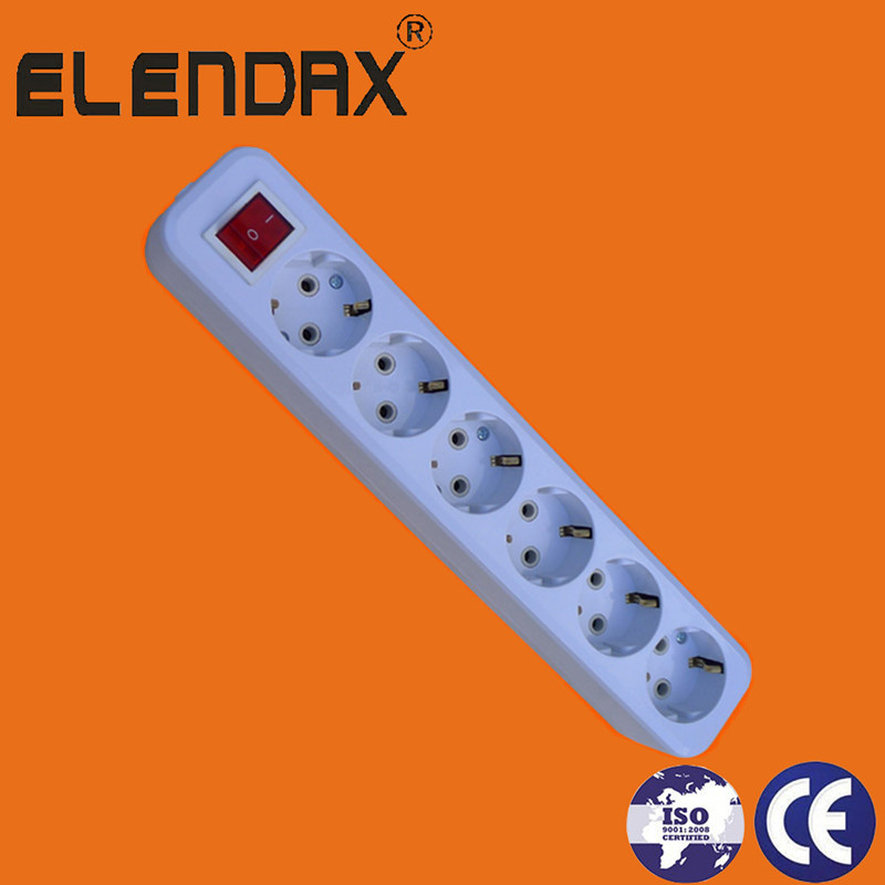 Euro Style 6-Way 16A Power Strip Socket and Switch (E8006ES)