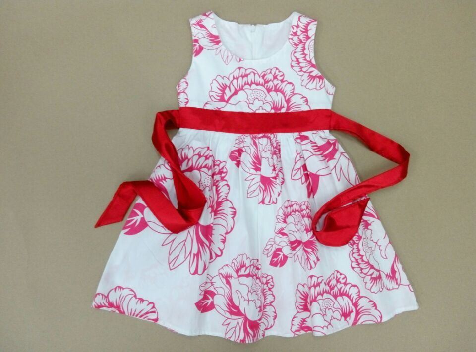 Red Flower Kids Wear for Girl Dress (DG004)