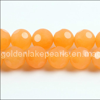 Frosted Dyed Jade Football Faceted Rounds Gemstone Beads (SL72325)