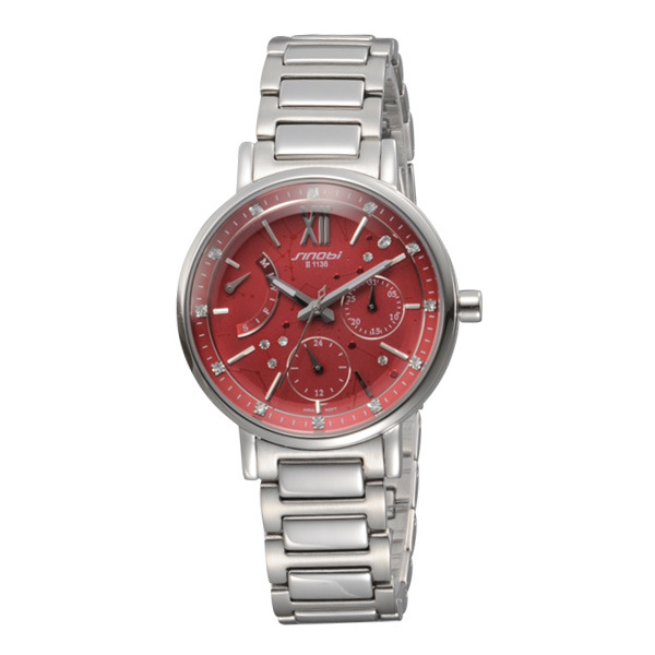 New Stainless Steel Watch (SS band red dial) (1136)