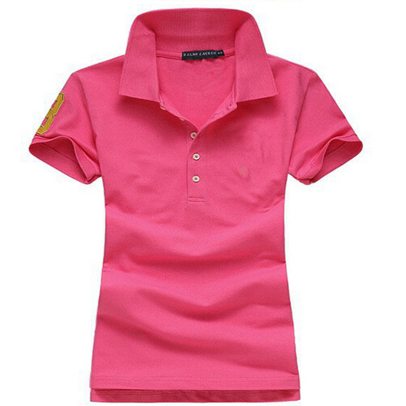 Lady Woman Solid Pique Pink Polo Shirt