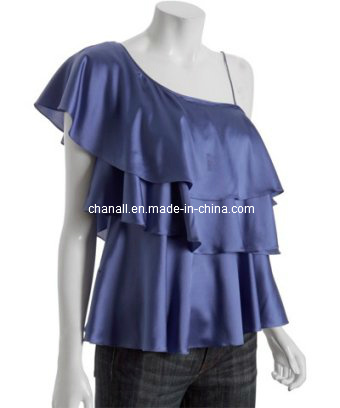 Women Fashion One Shoulder Ruffle Blouse (CHNL-TP014)
