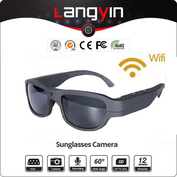 2015 Eyewear Sunglasses OEM HD WiFi Video Camera Sunglasses Wirelesss Video Camera