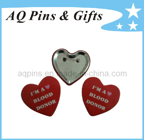 Promotional Gift Heart Shape Tin Button Badge (BT-11)