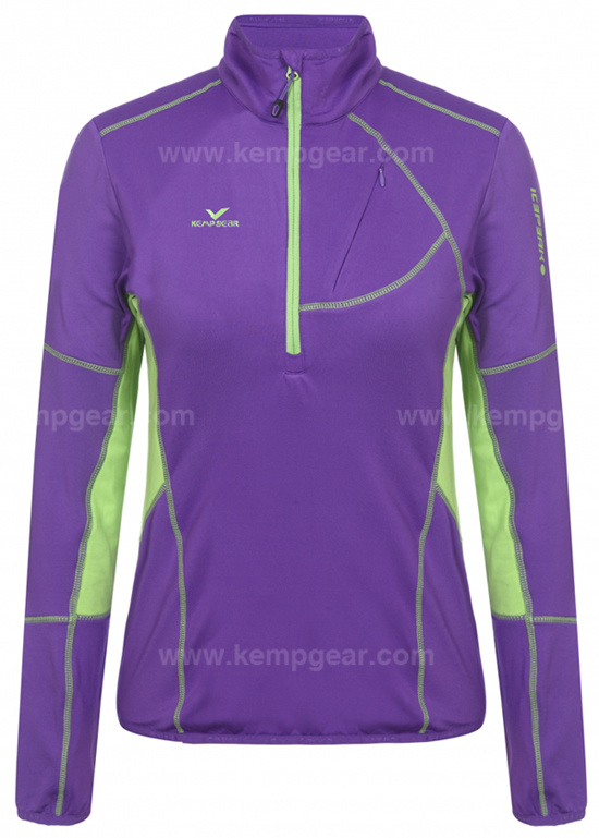 Long Sleeve Contrast Stiching Running Shirt for Lady
