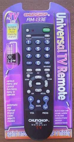 Universal TV Remote Control, Easily Set-up (RM-133E)