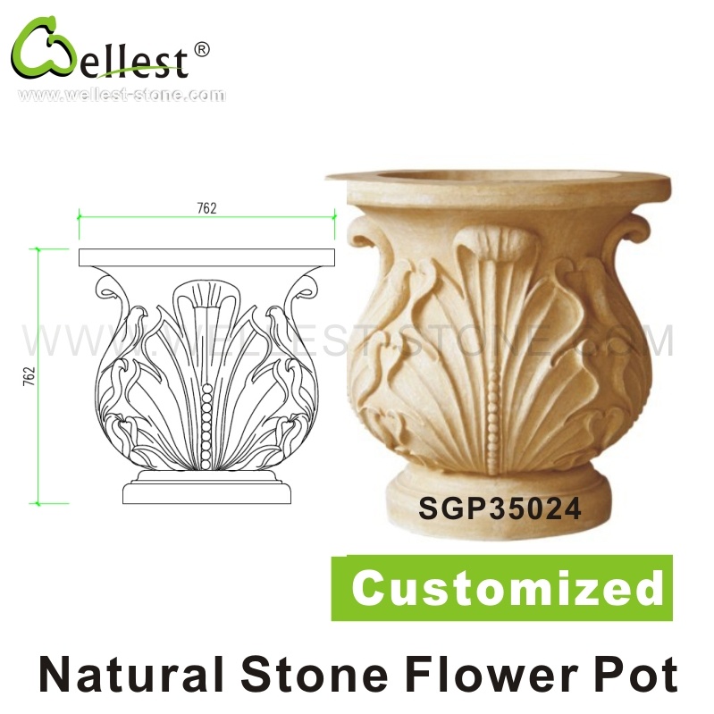 Natural Stone Customized Garden Flower Pot and Plant Pot