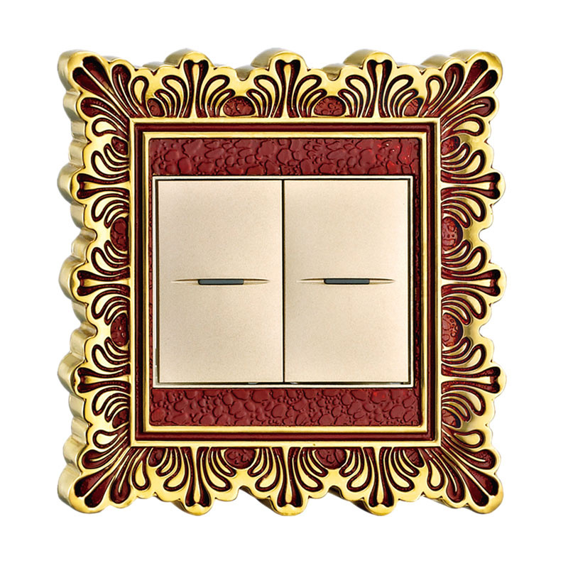 Brass Wall Power Socket with Antique Patterns (YXC001 RG)