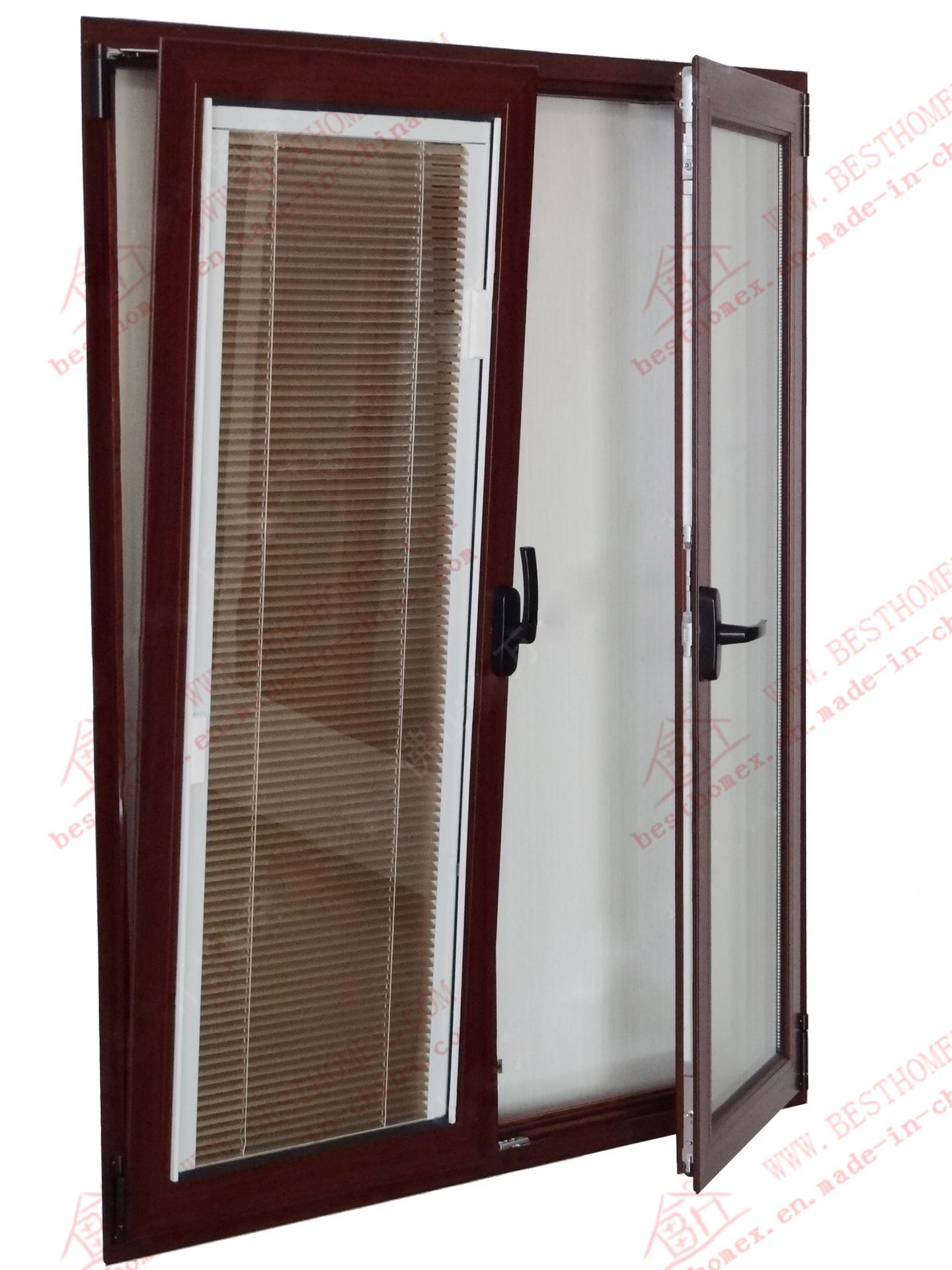 Aluminium/Aluminum Tilt and Turn Window with Built-in Shutters (BHA-CW34)