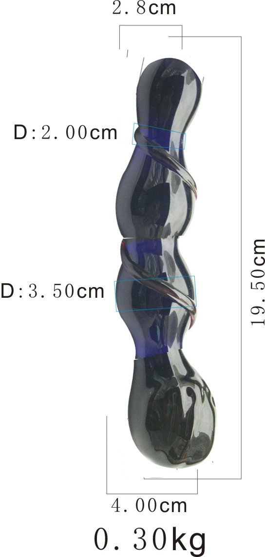 Pyrex Dildo Blue Beads Smooth Surface