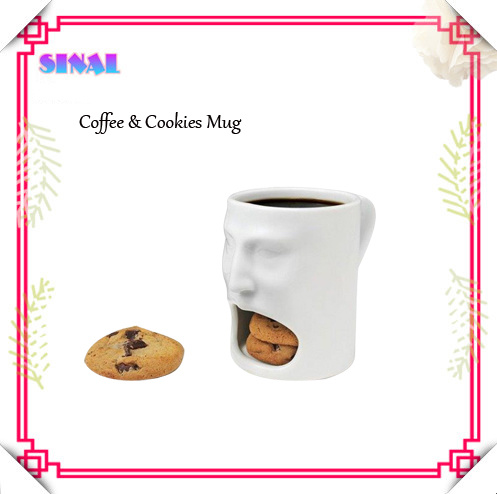White Ceramic Coffee Cookie Mug, Promotion Cup, Souvenir Gifts