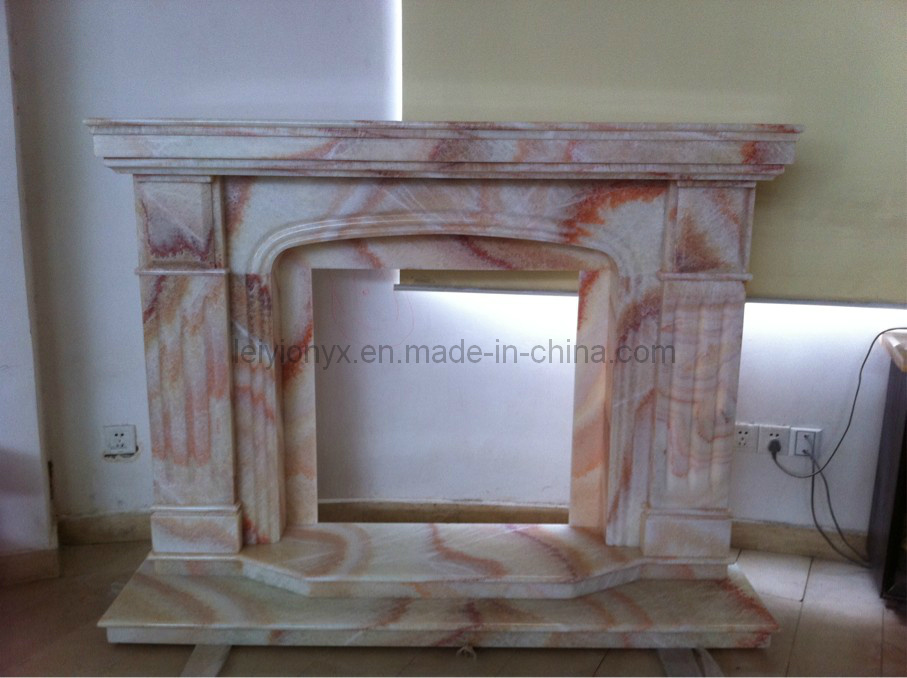 Indoor Red-Dragon Onyx Fireplace Stone Sculpture