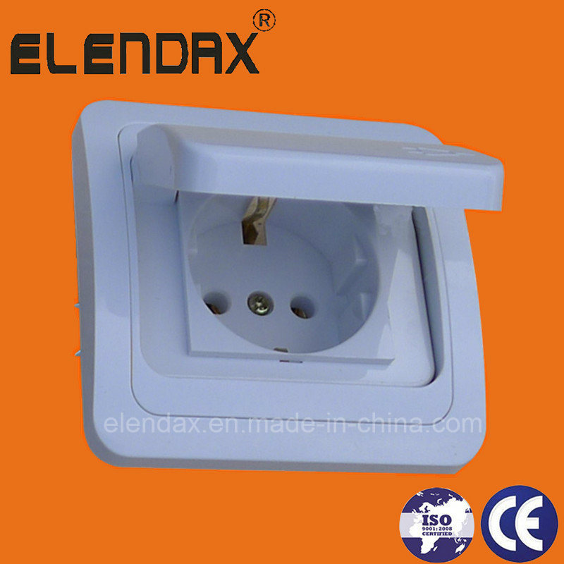 Europe 10/16A Waterproof Wall Socket with Cover (F2510)