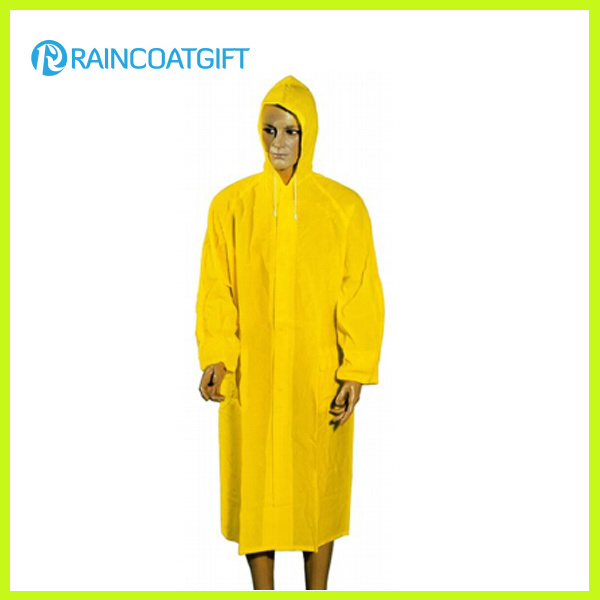 100%PVC Long Yellow Men's Raincoat (Rvc-133)
