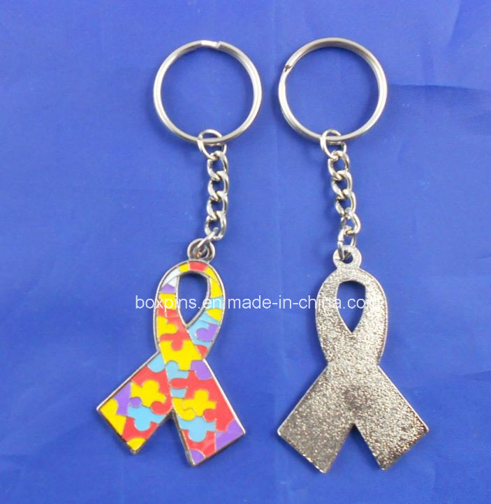Autism Awareness Ribbon Metal Key Chains
