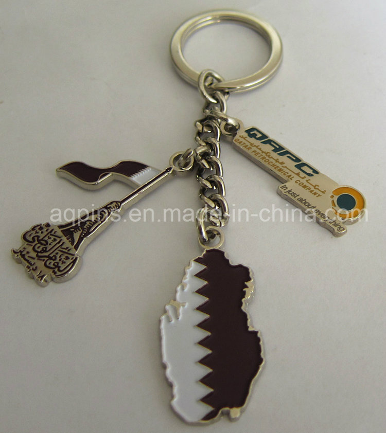 Qatar National Metal Key Chain with Flag Color