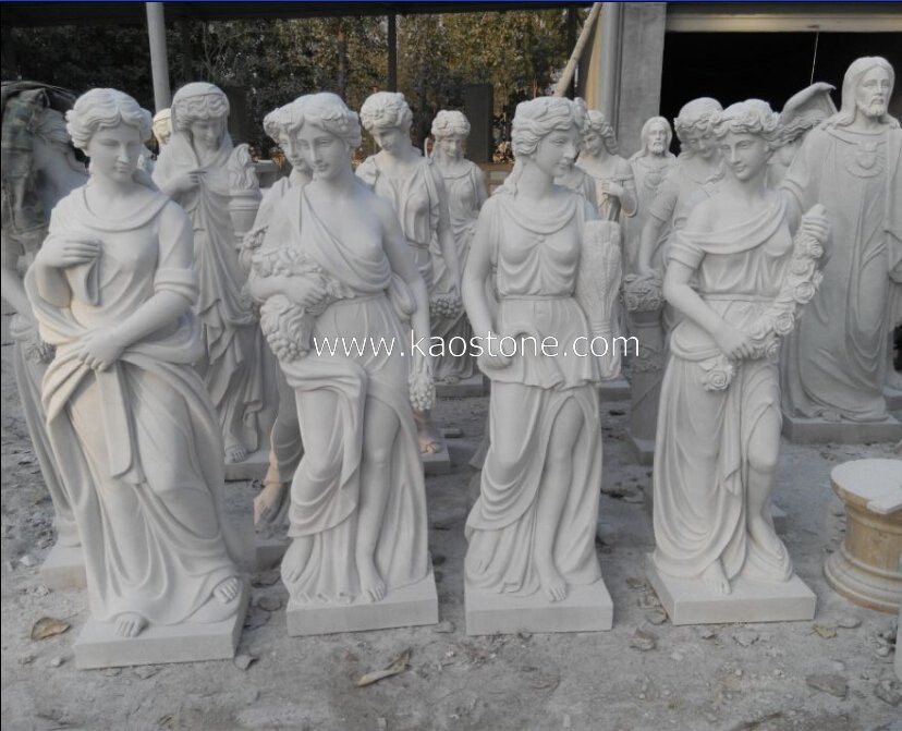White Marble Art Animal Carving Statue / Sculpture for Garden Decoration