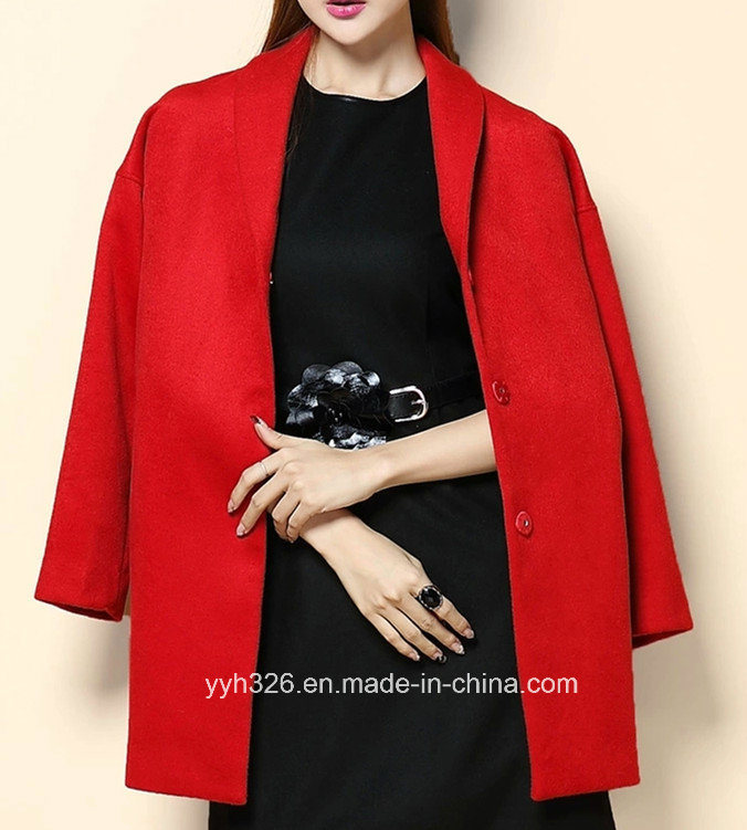 Fashion Red Wool Knitted Women Winter Coats Ladies Winter Clothing